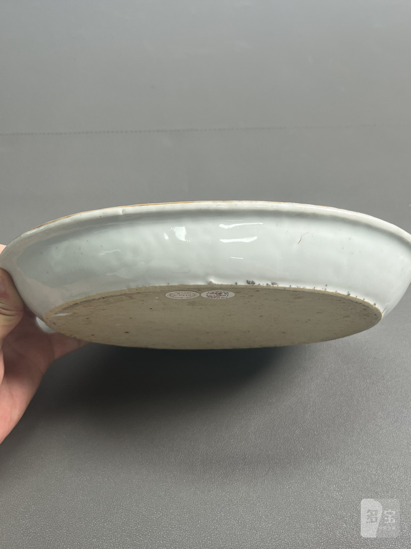 清乾隆  广彩织金花鸟纹椭圆盘 - 图15